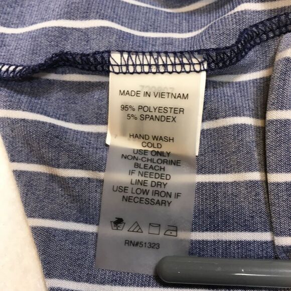 Chaus New York Womens L Wide Leg Pinstripe Dress Pants Navy Blue White Flowy - Picture 8 of 8